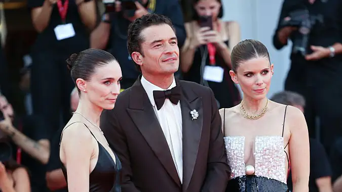 Rooney Mara, Orlando Bloom and Kate Mara attend the "Bucking Fastard" Screening during the 83rd Venice International Film Festival, 