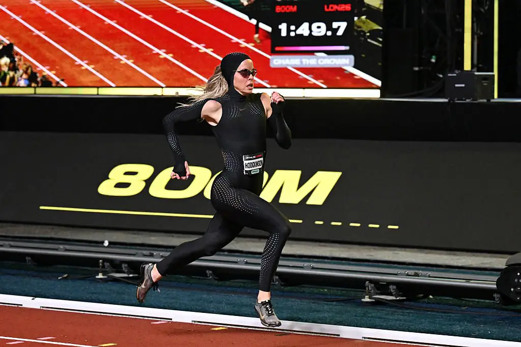 Keely Hodgkinson has been banned from wearing her Nike bodysuit at the 2028 Olympics. Credit: Kate Green/Athlos/Getty Images