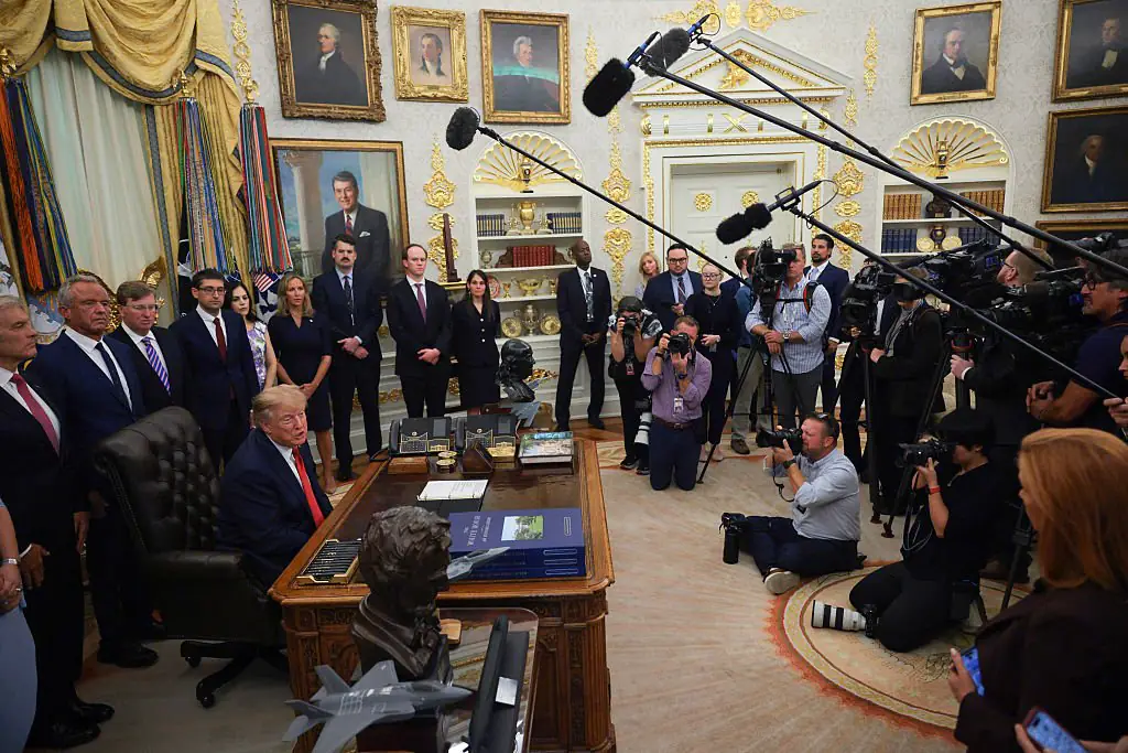 Trump accused the outlets of publishing false information and threatening national security. Credit: Chip Somodevilla / Getty Images