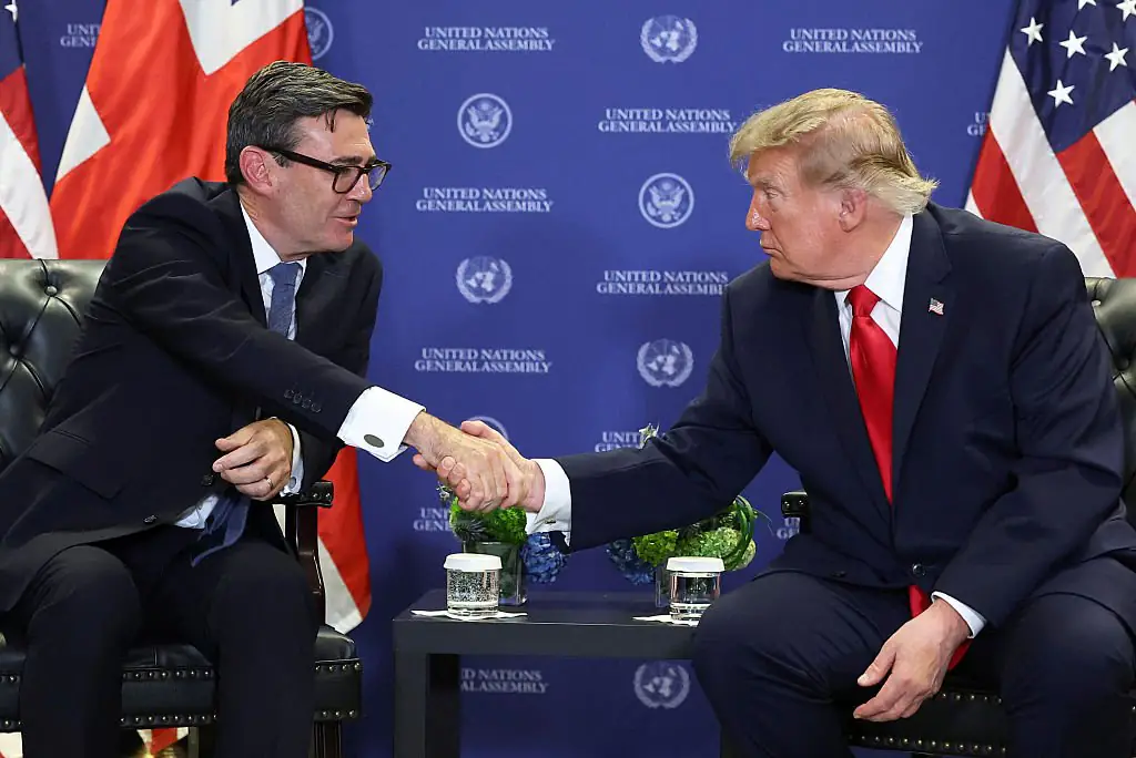 Britain's Prime Minister Andy Burnham shaking hands with US President Donald Trump on September 22. Credit: WPA Pool / Getty Images