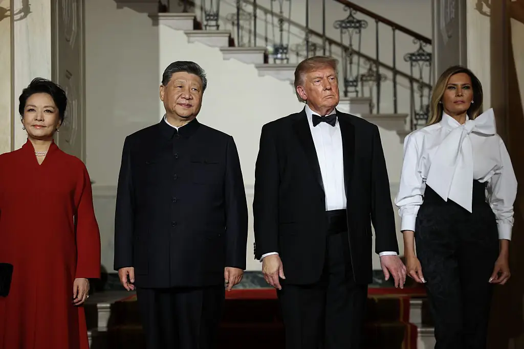 Melania also divided opinion with her state dinner look. Credit: Kevin Dietsch / Getty