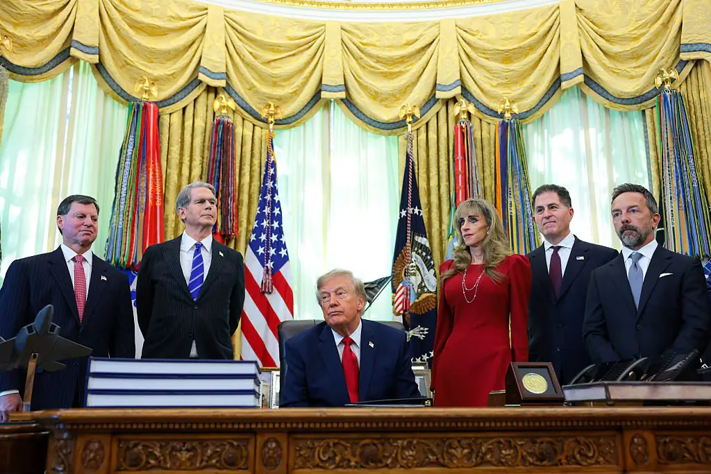Dell Technologies CEO Michael Dell and his wife Susan Dell at an event in the Oval Office. Credit: Anna Moneymaker / Getty