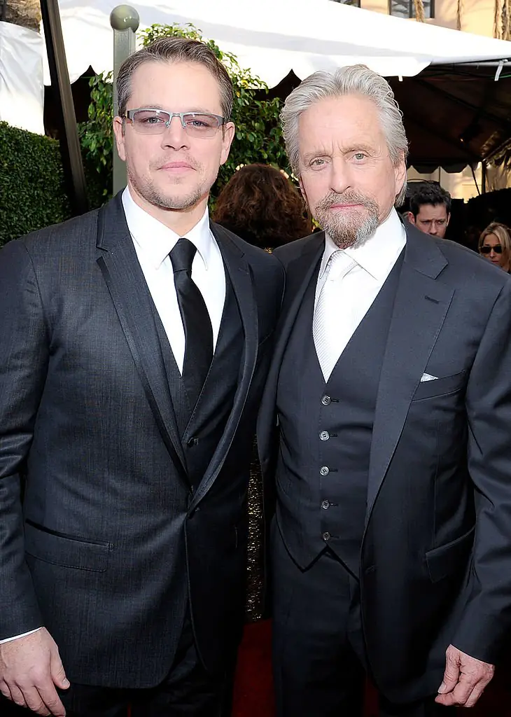 Matt Damon and Michael Douglas starred in Behind the Candelabra. Credit: Kevork Djansezian / Getty Images