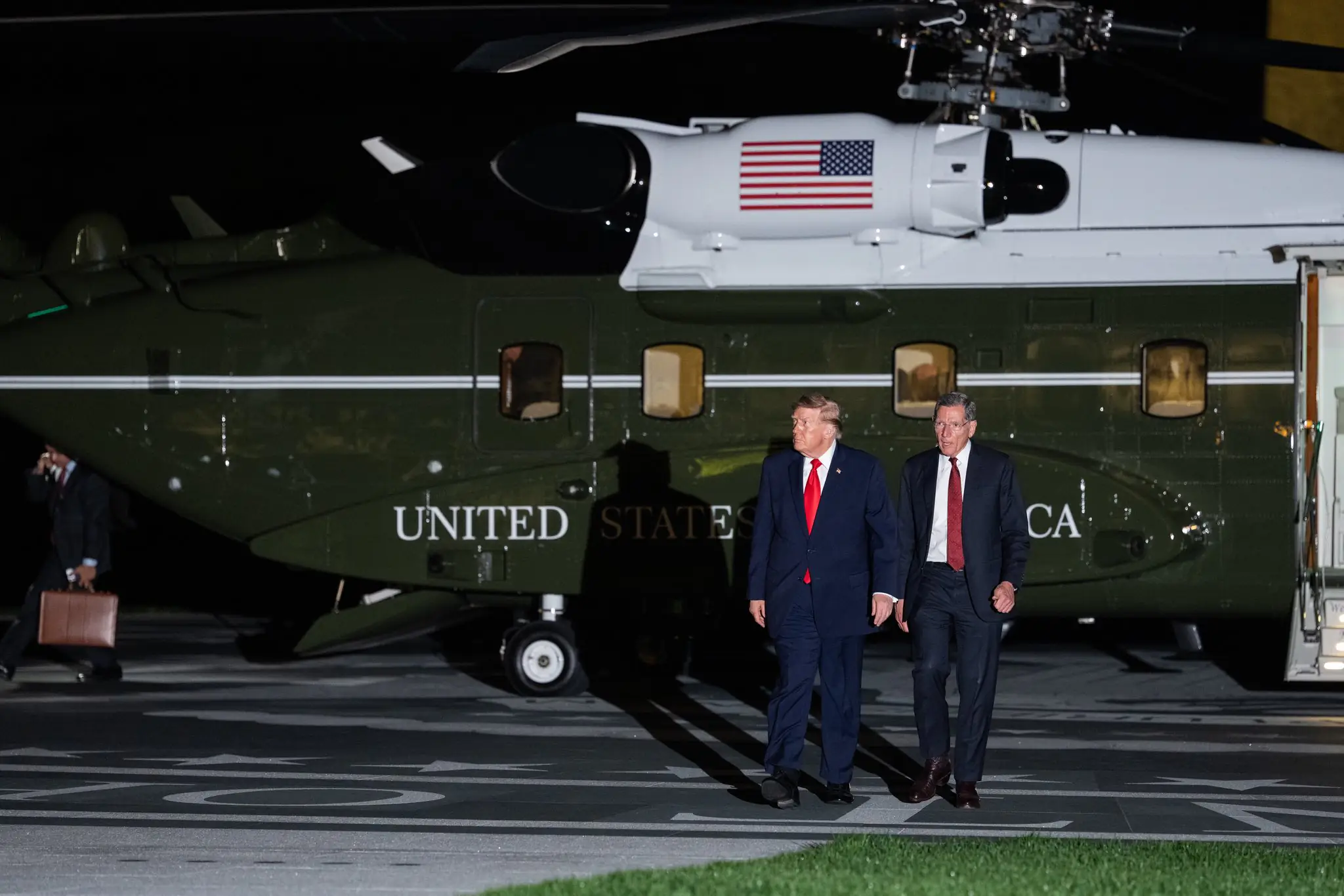 Senator John Barrasso shared a few pictures with Donald Trump on Marine One. Credit: X
