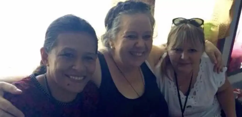 Sandiford (middle) was repatriated in late 2025. Credit: Justice and Fairness for Lindsay Sandiford / Facebook.