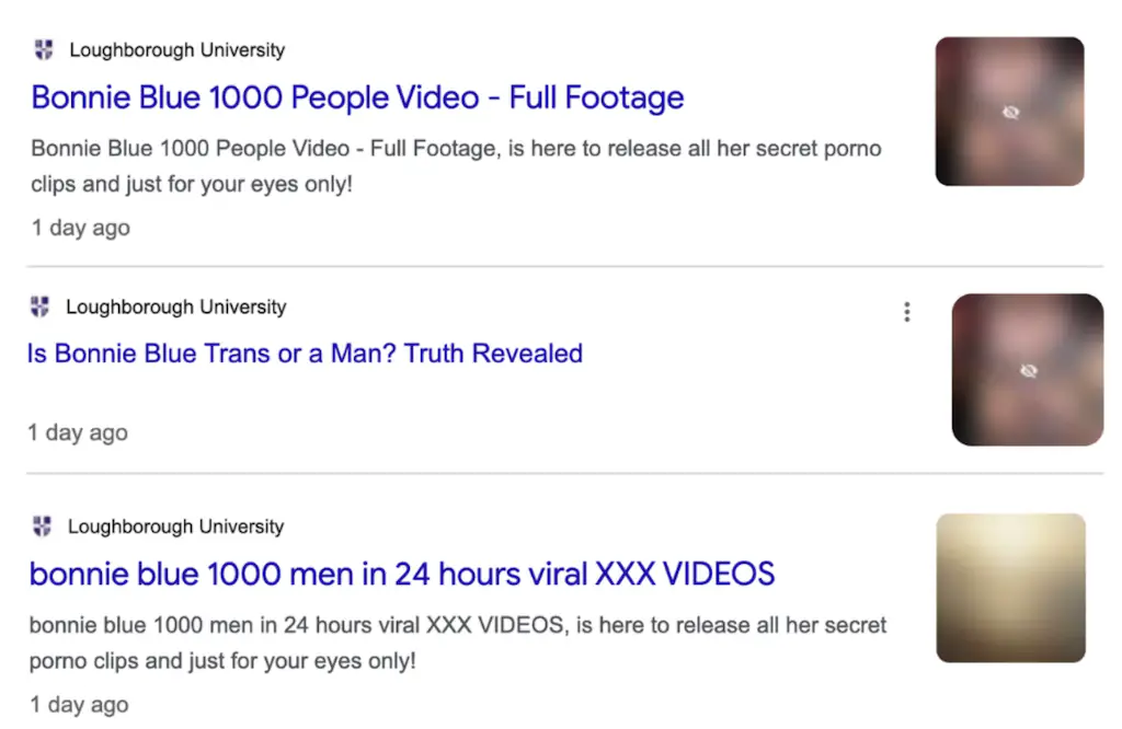 Loughborough University experienced a technical blunder which sent some users to p*rnographic material. Credit: Google