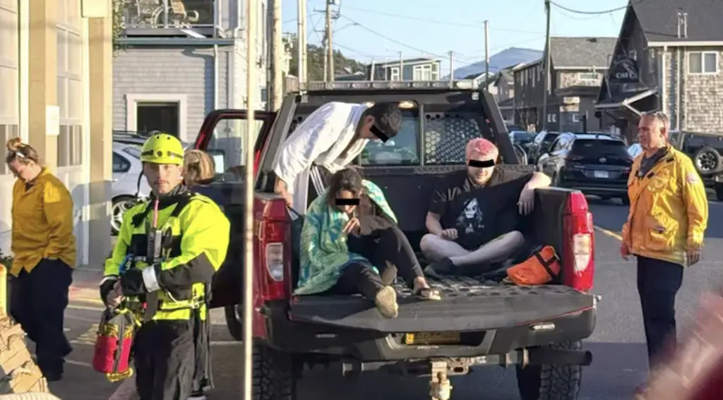 All three were rescued unharmed. Credit: Netarts-Oceanside Fire District