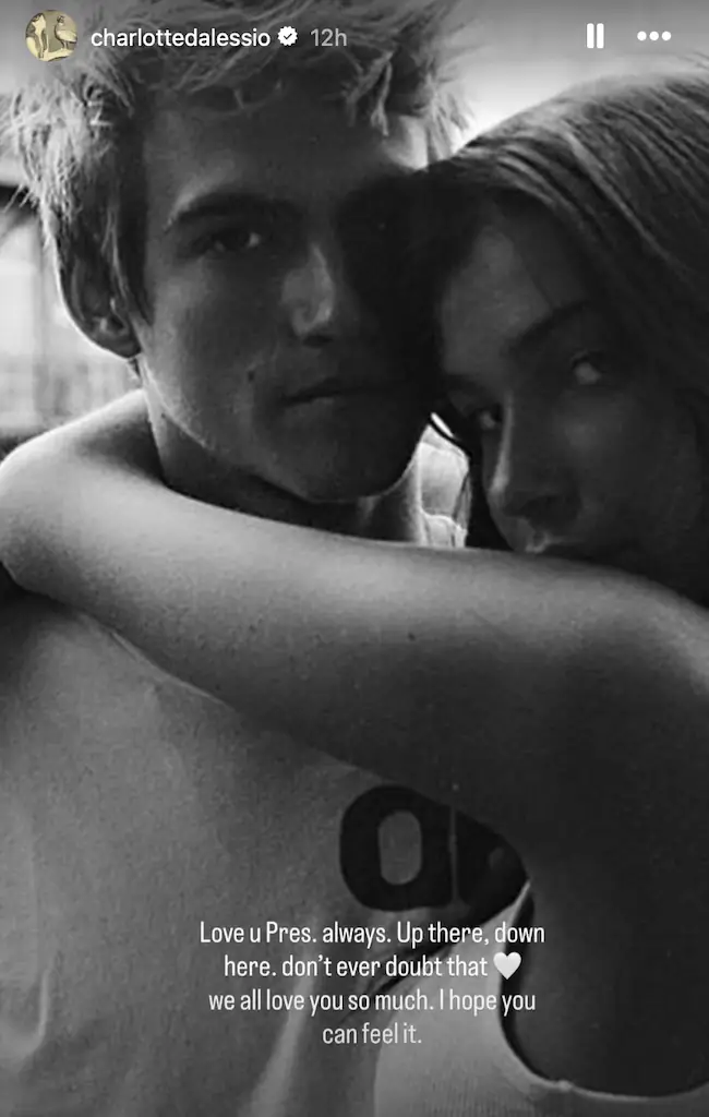 Presley Gerber's ex-girlfriend pays tribute. Credit: Charlotte D'Alessio/Instagram