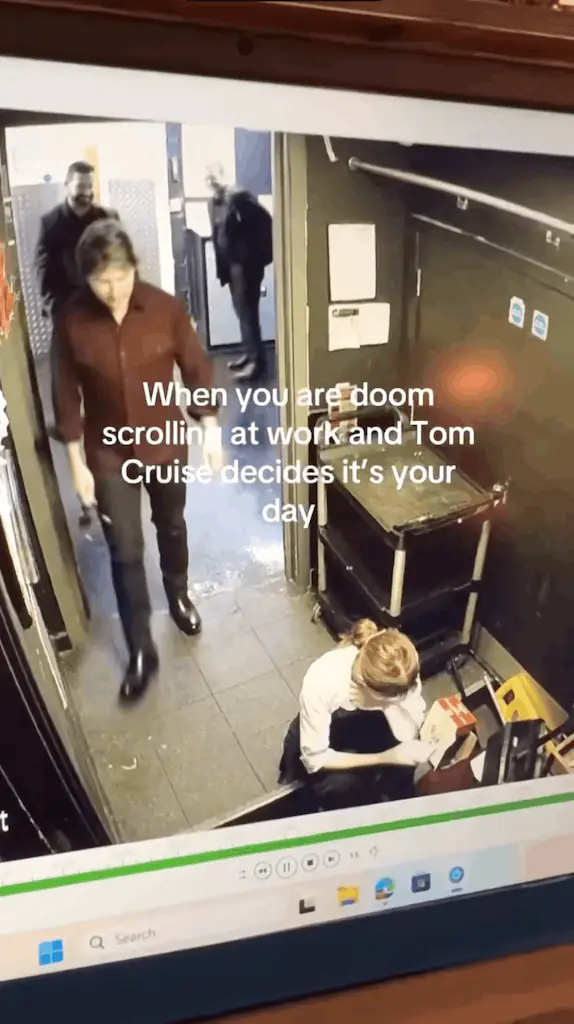 Tom Cruise wanted to check up on her while she was on her phone. Credit: TikTok/@klementina_|le