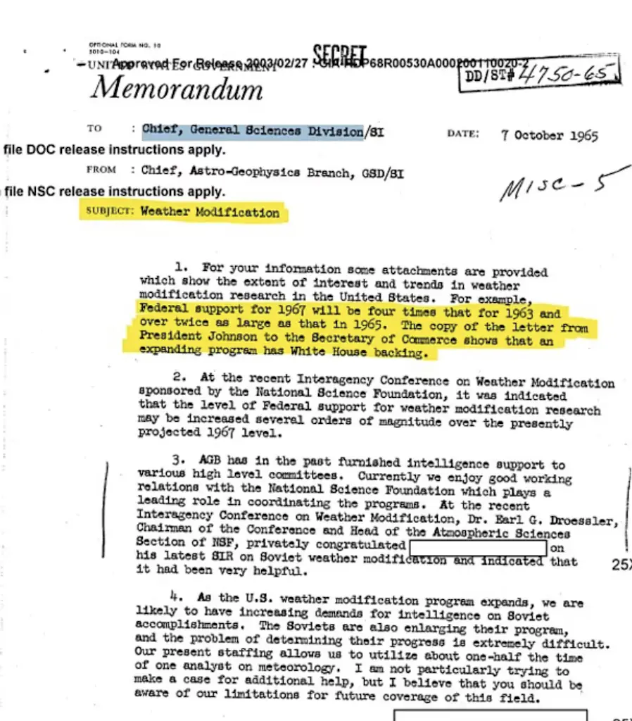 Declassified document from 1965. Credit: CIA