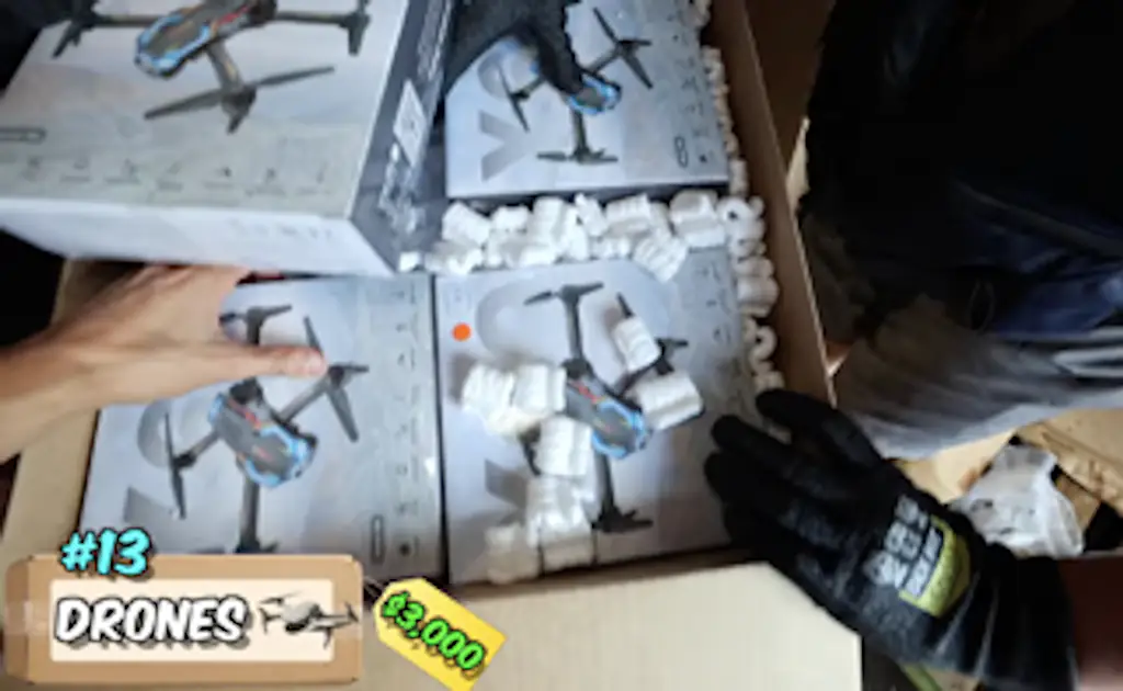 The group found drones valued at $3,000 each. Credit: YouTube / Brent Rivera