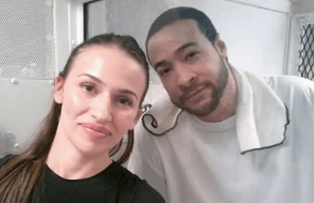 James and Tiana Broadnax together in prison after meeting online during a research project, with Tiana consequently making the 8,000km trip to Texas to be with him as he was executed. Credit: James Broadnax/Facebook