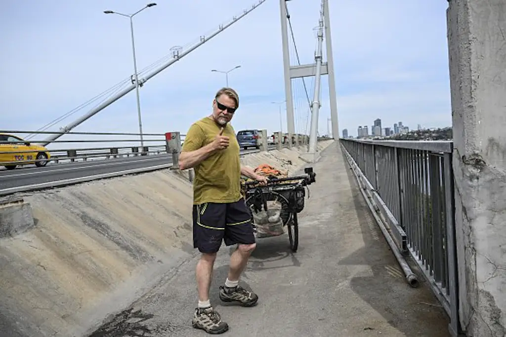 Bushby has almost completed his trip around the world. Credit: Murat Sengul/Anadolu via Getty Images