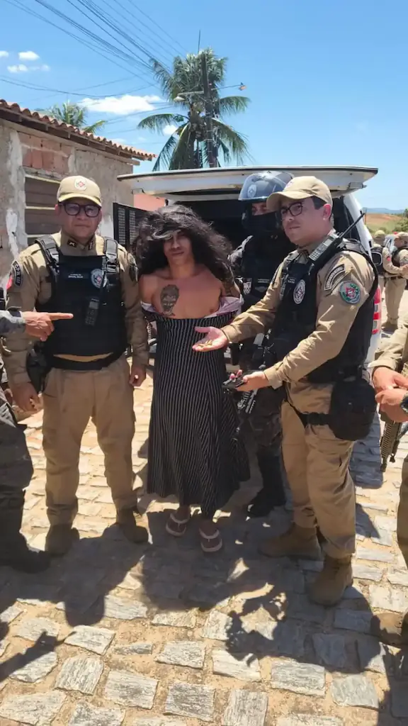 A man who has been accused of killing 80 people was caught trying to escape disguised as a woman. Credit: Military Police of Paraíba
