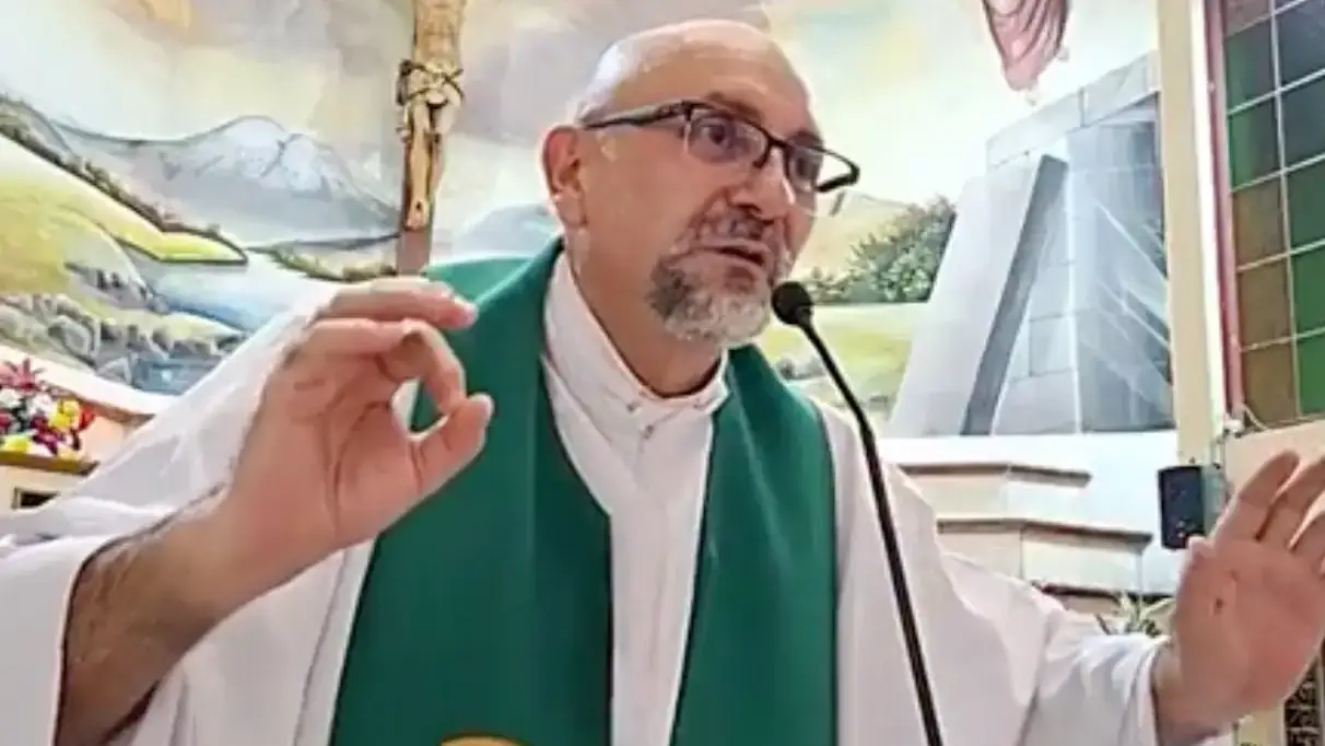 The priest was mid-Mass at the time. Credit: Facebook 