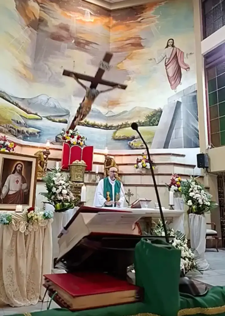The shocking moment was livestreamed to the congregation. Credit: Facebook