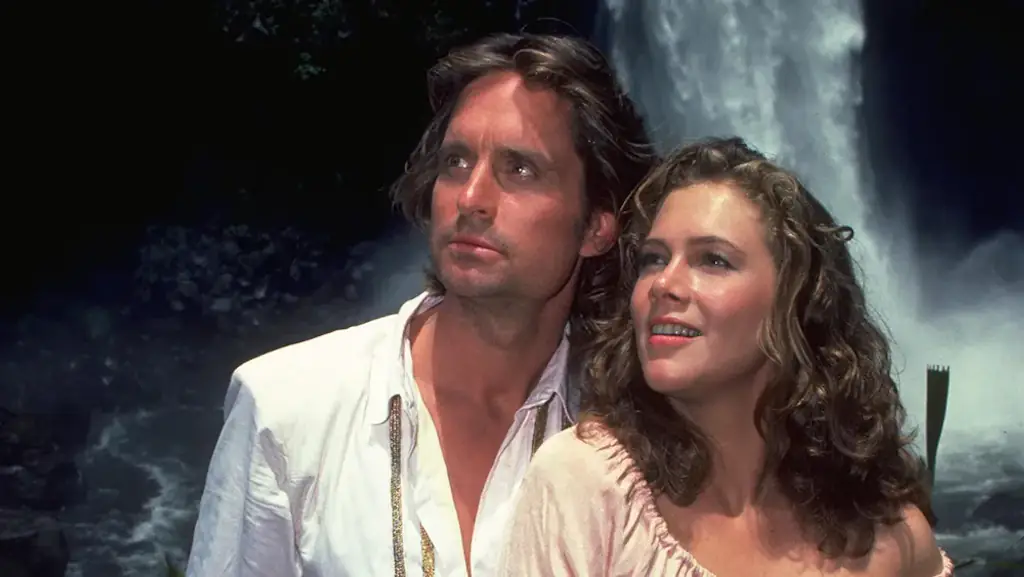 Douglas and Turner in Romancing the Stone. Credit: 20th Century Fox
